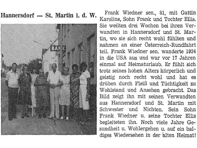 St. Martin, Frank Wiedner