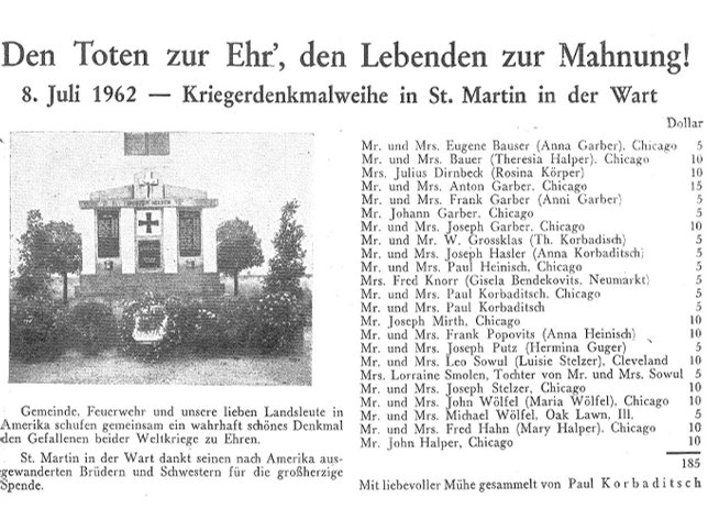 St. Martin, Kriegerdenkmalweihe am 8. Juli 1962